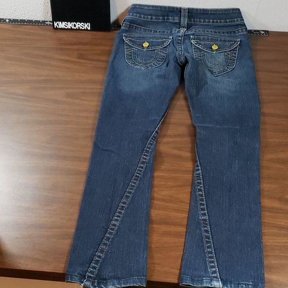 True Religion Joey Yellow‎ Hardware Twisted Hems Straight Leg Jeans USA Made 28 - Picture 6 of 8
